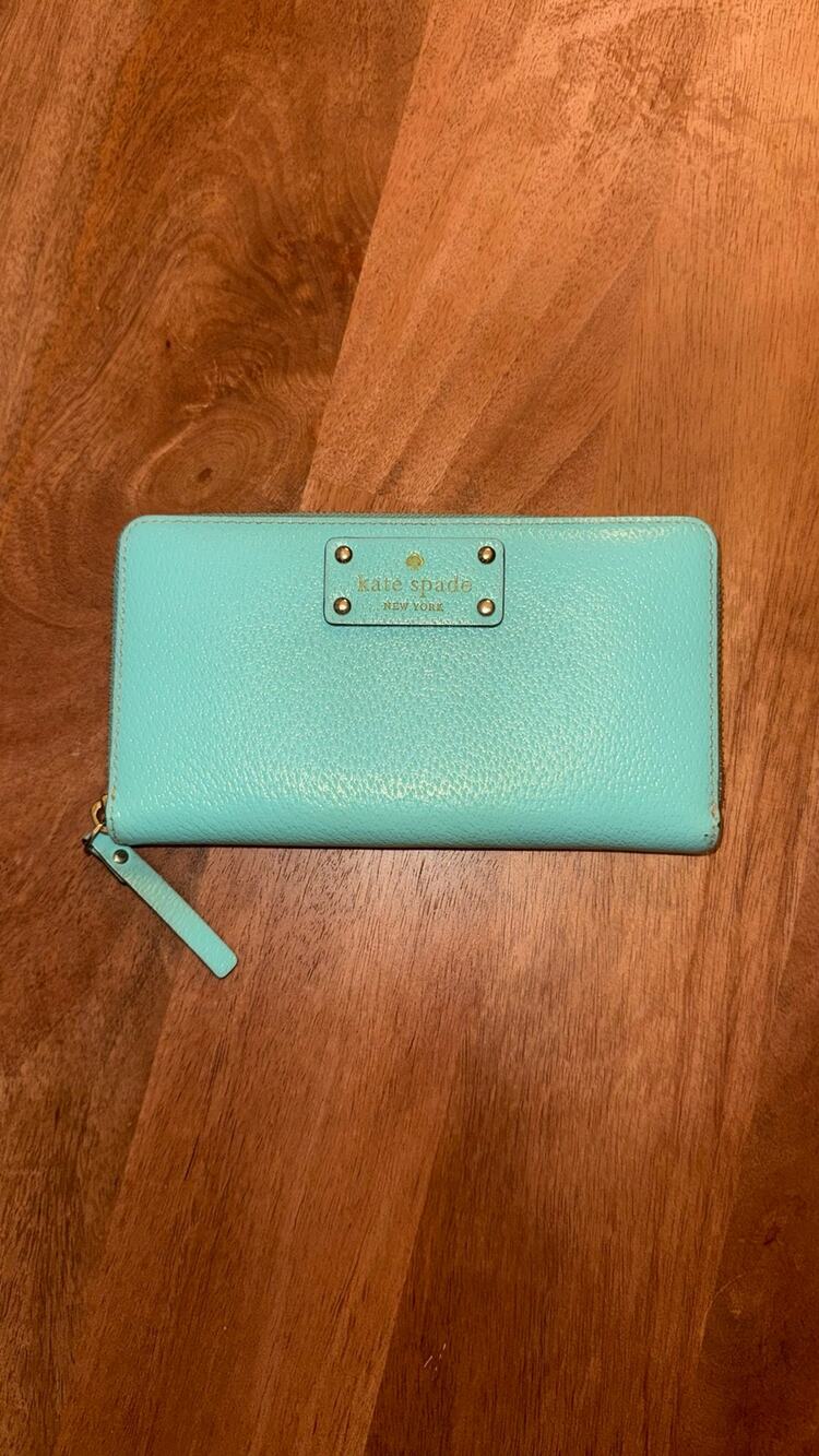 kate spade turquoise zip-around wallet